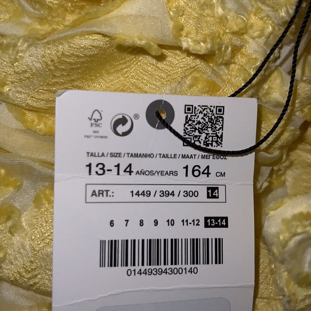 Zara Kids Yellow Pleated Tiered Midi Dress NWT 13-14Y - Picture 5 of 5